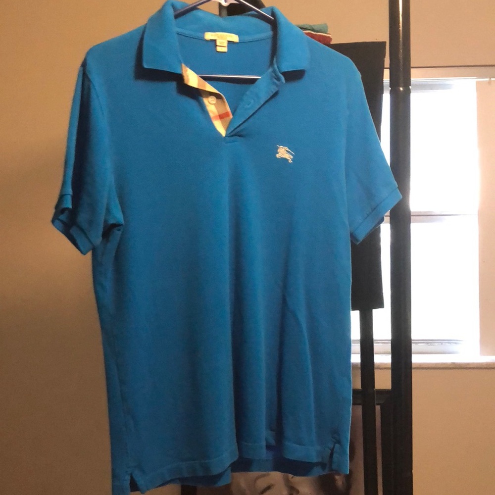 BurBerry Brit Check Placket Men’s Polo Blue Medium